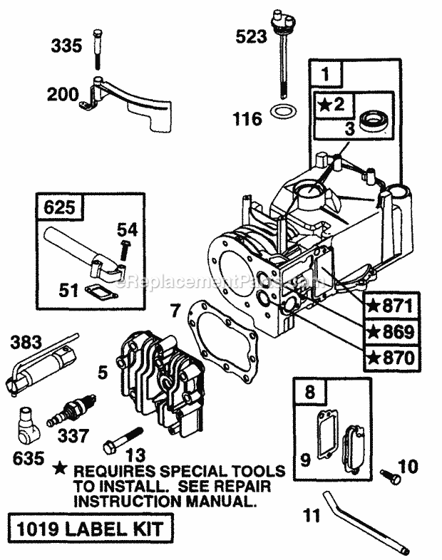 Cylinder Assembly Diagram and Parts List for PS418 (11A-702A100) (1997) Cub Cadet Engine